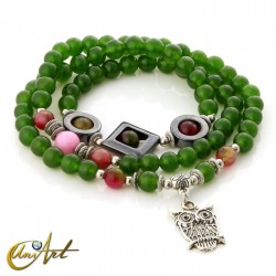 Pulsera 3 vueltas - búho - Verde