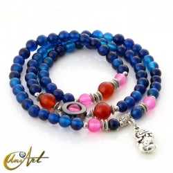 Pixiu 3-strand bracelet - Money - Dark blue.