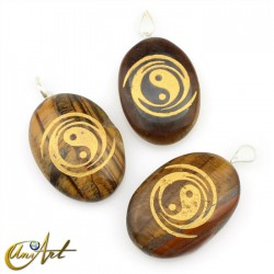 Colgante Yin y Yang en Piedra Natural - Ojo de Tigre