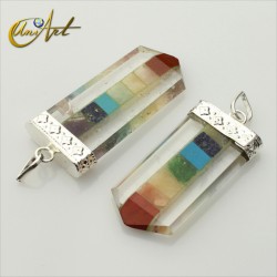 Colgante punta plana de los chakras - Cristal de Roca