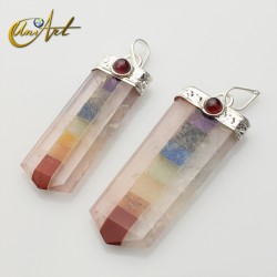 Flat point pendant of the chakras - Rose Quartz