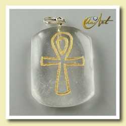 Pendant engraved with Ankh (Egyptian Cross) - Crystal Quartz