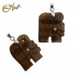 Colgante Elefante con circonitas - Ojo de Tigre