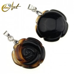 Natural stones rose carved pendant - Agate