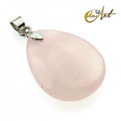 Rose quartz pendant- - teardrop 