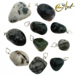 Tumbled stone pendant of agates - 10 units - Tree Agate