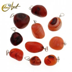 Tumbled stone pendant of agates - 10 units - Red Agate