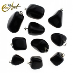 Tumbled stone pendant of agates - 10 units - Black Agate
