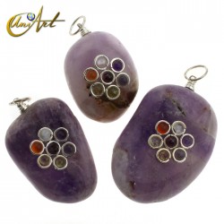 Tumbled stone Chakras pendant - Amethyst