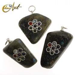 Colgante de los chakras - rodados - Labradorita