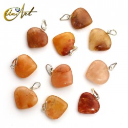 Lote de 10 corazones en piedras naturales - Aventurina Naranja
