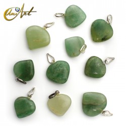 Lot of 10 gemstone heart pendants - Green Aventurine