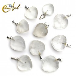 Lot of 10 gemstone heart pendants - Crystal Quartz