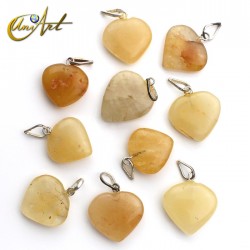 Lot of 10 gemstone heart pendants - Golden Quartz