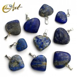 Lot of 10 gemstone heart pendants - Lapis Lazuli