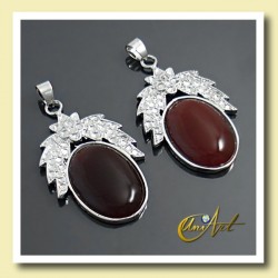 Oval pendant in Natural Stone Shield Model - Carnelian