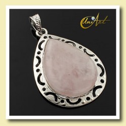 Drop Natural Stone Pendant Victoria Model - Rose Quartz
