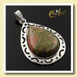 Drop Natural Stone Pendant Victoria Model - Unakite