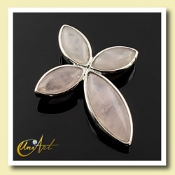 Cruciform Pendant with Tiger Eye, Rose Quartz or Abalone Shell - Rose Quartz