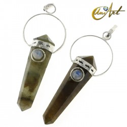 Labradorite in Double-ended point pendant with natural gem - Moonstone