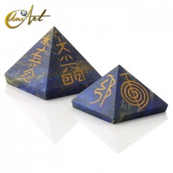 Pyramid with Reiki Symbols - Lapis Lazuli