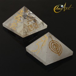 Quartz Pyramid with Reiki Symbols - Crystal Quartz