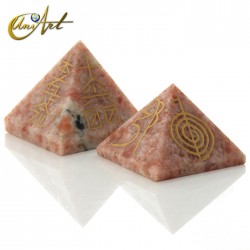 Pyramid with 4 Reiki symbols engraved - Sun Stone