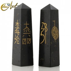 Obelisk with Reiki symbols - Black Tourmaline