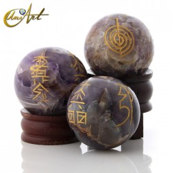 Quartz sphere with Reiki symbols - Amethyst