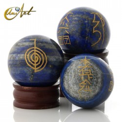 Tourmaline or Lapis Lazuli sphere with Reiki symbols - Lapis Lazuli