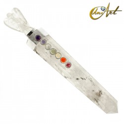 Stone Healing Wand with angel and Chakras´stones - Crystal Quartz