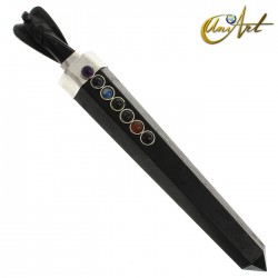 Stone Healing Wand with angel and Chakras´stones - Black Tourmaline