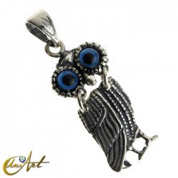 Articulated owl pendant - silver - Model 1