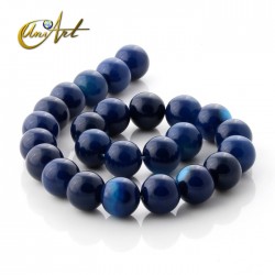 Dark blue agate beads - 16 mm