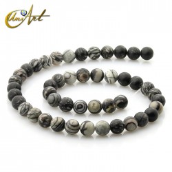 Hilos de bolas de Jaspe araña - 8 mm