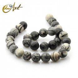 Hilos de bolas de Jaspe araña - 12 mm