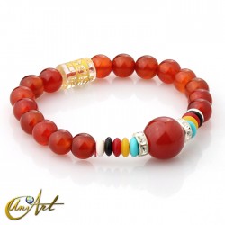Agate bracelet with mantra, small - Carnelian