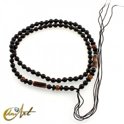 Collar colgador de cuentas negras y ojo de tigre