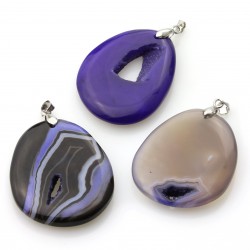 Agate pendant with crystallization - Purple Agate