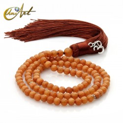 6 mm aventurine Tibetan Buddhist Mala - Orange