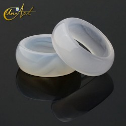 White agate, wide ring - 22