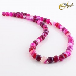 Pink agate, strips of beads - 6 mm