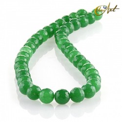 Faceted green jade balls - 10 mm
