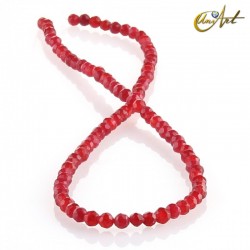 Faceted jade carmine balls - 4 mm