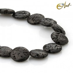 Circular lava beads - 15 mm
