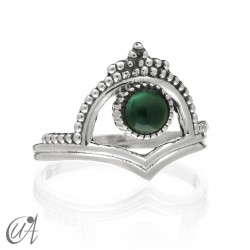 Parvati ring in 925 silver and malachite