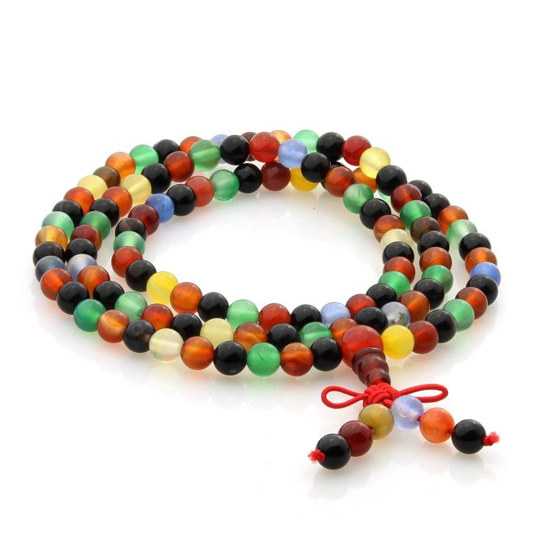 Tibetan Mala colorful agate beads - 6 mm
