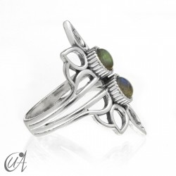 Shiva ring in sterling silver and labradorite