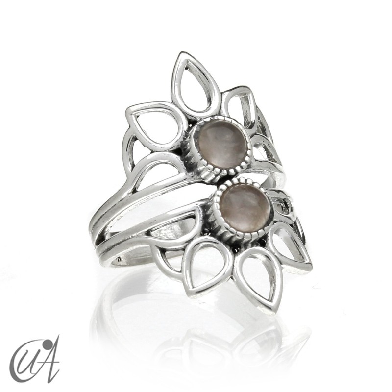 Shiva ring, sterling silver with quartz