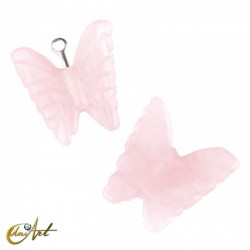 Mariposa en piedras semipreciosas en cuarzo rosa